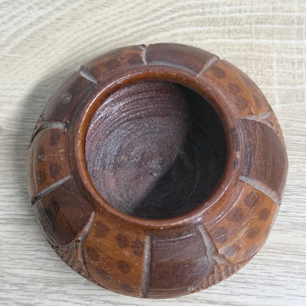 Vintage Hand Carved Wooden Bowl Rustic Boho Primitive Tribal Home‎ Decor Laura